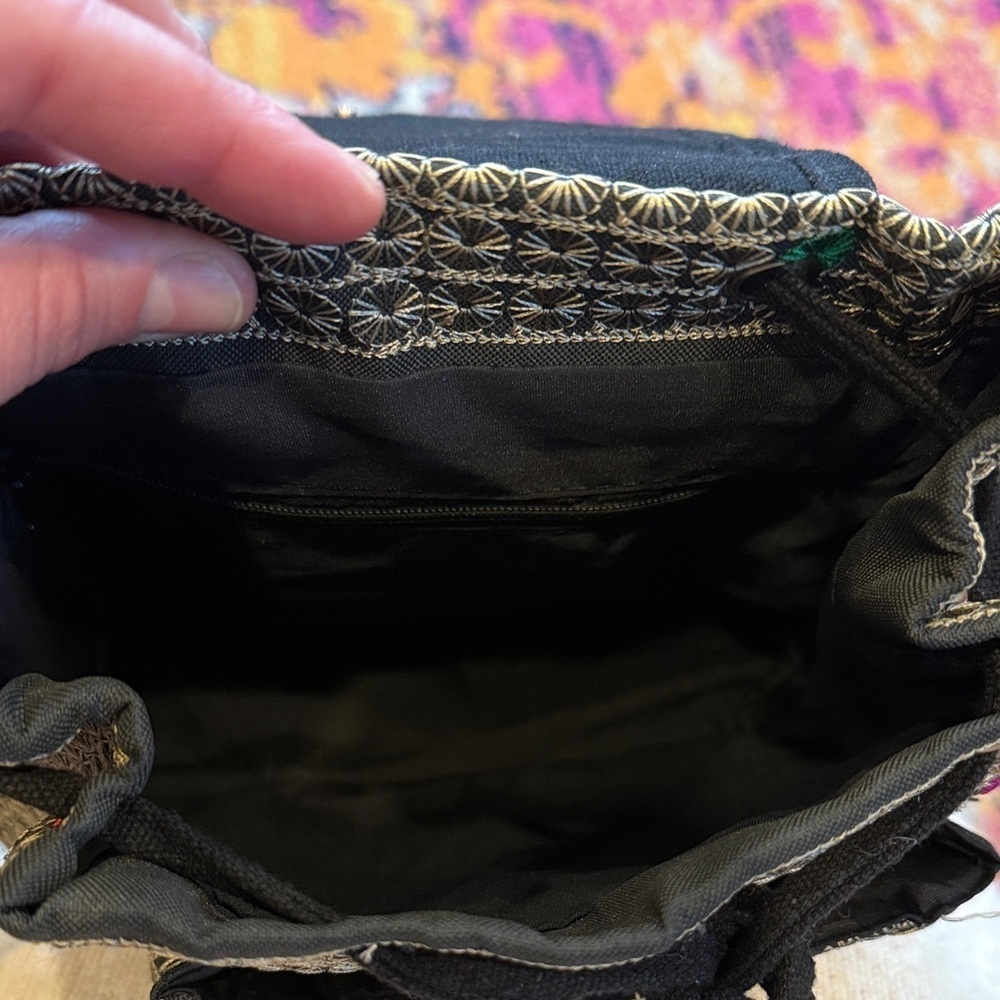 Black and Multicolor Embroidered Backpack - Picture 5 of 6